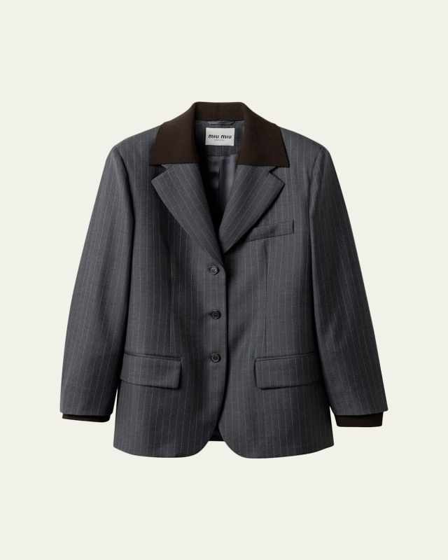 Pinstripe Single-Breasted Blazer Jacket